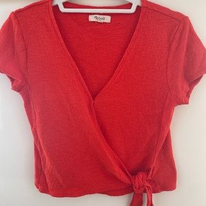 Madewell Red Cotton Short Sleeve Shirt XS